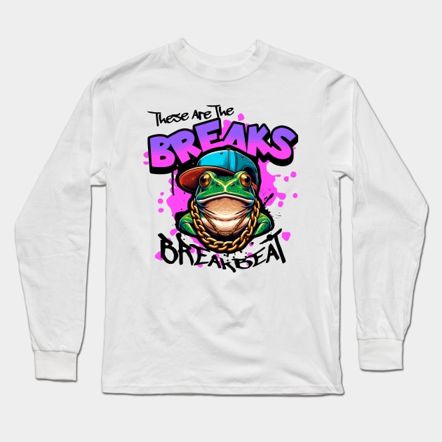 BREAKBEAT  - These Are The Breaks Frog (black/pink) Long Sleeve T-Shirt by DISCOTHREADZ 